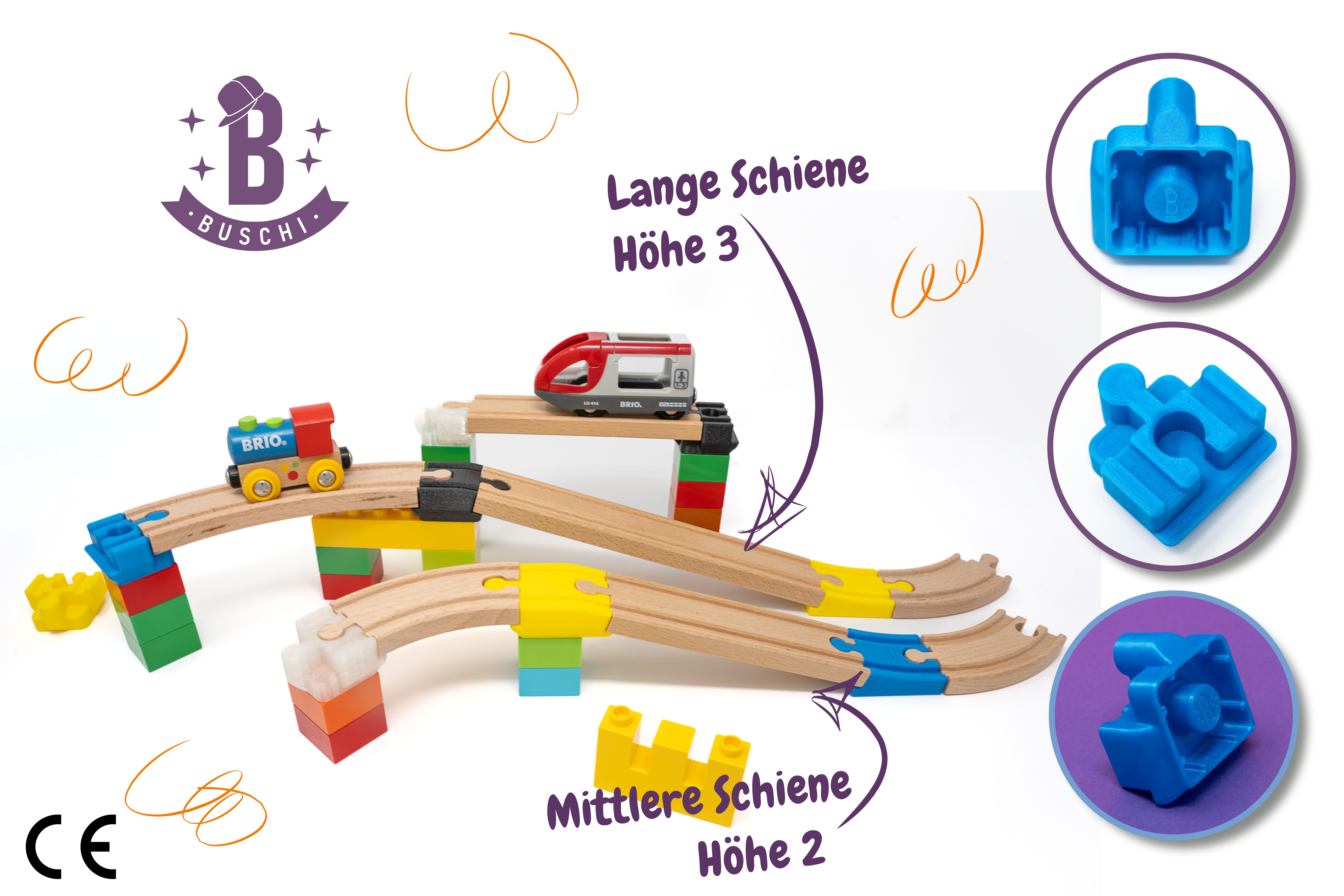 Spielzeug Holzeisenbahn Klemmbausteine Brücken BuschiCrafting